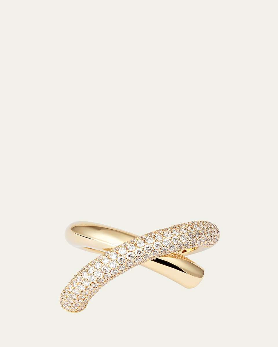 Cross Loop Half Pavé Diamond Ring, Medium (Size